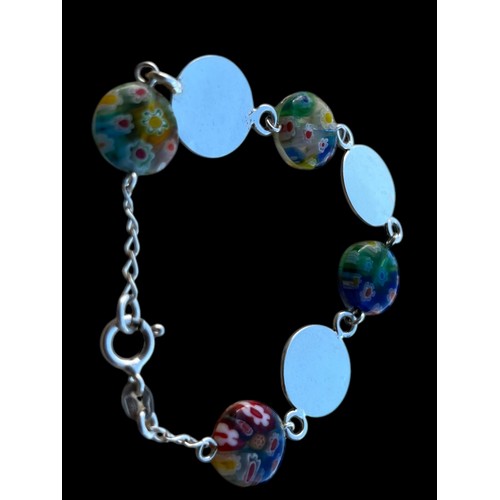 293 - A SILVER AND MORANO GLASS BRACELET