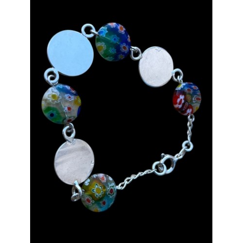 293 - A SILVER AND MORANO GLASS BRACELET