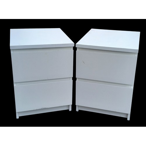 10A - A PAIR OF 3 DRAWER WHITE BEDSIDE CHESTS