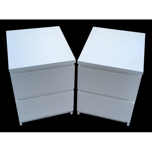 10A - A PAIR OF 3 DRAWER WHITE BEDSIDE CHESTS