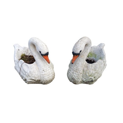 200A - A PAIR OF MATCHING CONCRETE SWAN PLANTERS