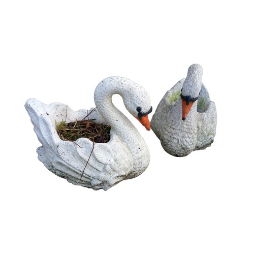 200A - A PAIR OF MATCHING CONCRETE SWAN PLANTERS