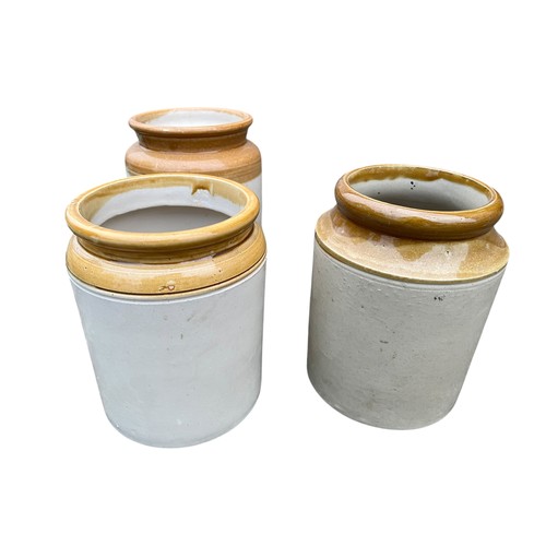 116 - 3 STONEWARE JARS (OF LARGER SIZE)