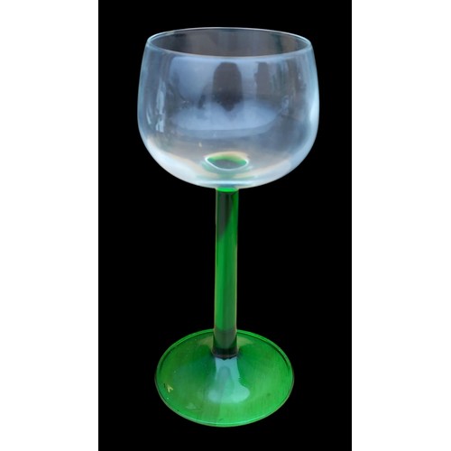 291 - 4 VINTAGE GREEN STEMED FRENCH GLASS