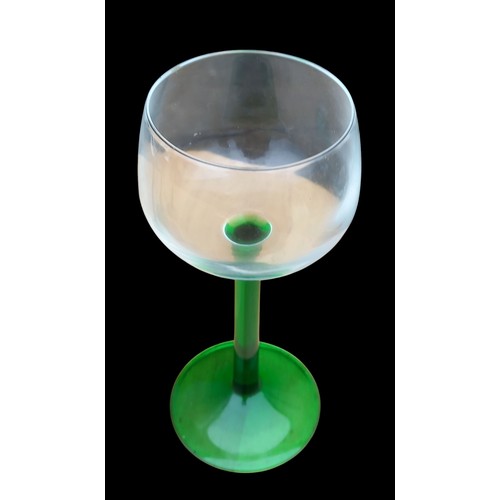 291 - 4 VINTAGE GREEN STEMED FRENCH GLASS