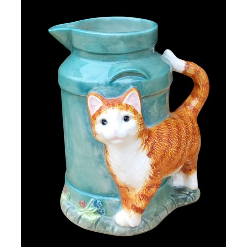 298 - 2 GRADUATED BORDER FINE ARTS GINGER CAT JUGS  tallest 7