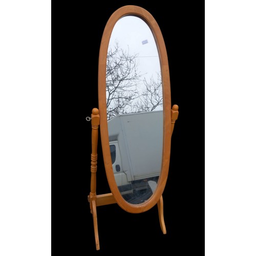 338 - A PINE CHEVAL MIRROR