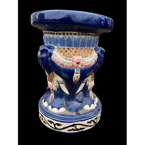 341 - A GLAZED MAJELICA STYLE ELEPHANT STAND 15