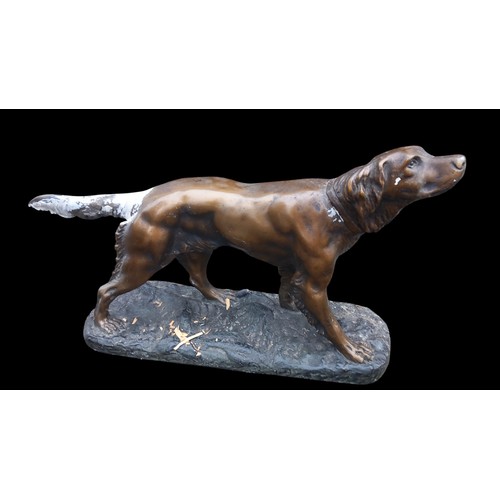 366 - 3 CHALK DOGS OF VARIOUS SIZES (IN A CONVINCING BRONZE FINISH)