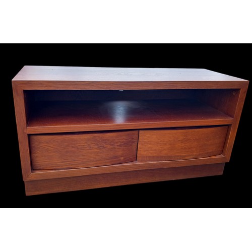 276 - A DARK OAK 2 DRAWER ENTERTAINMENT UNIT