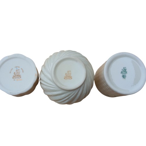 339 - 3 PIECE BELLEEK TO INCLUDE A LIMITED EDITION POT & LID