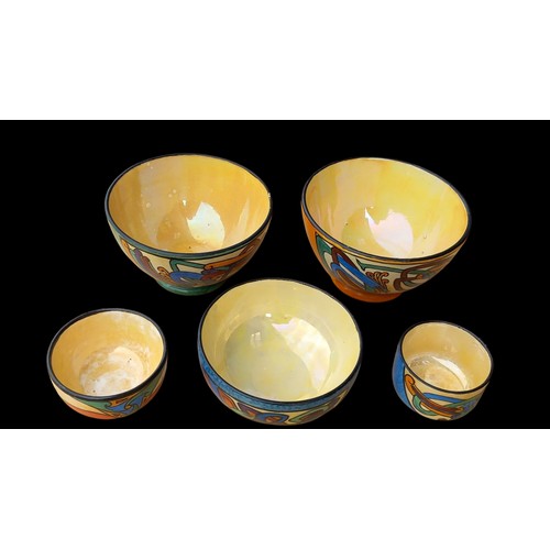 110A - A LUSTRE FINISHED CELTIC THEMED HANDPAINTED SET OF BOWLS