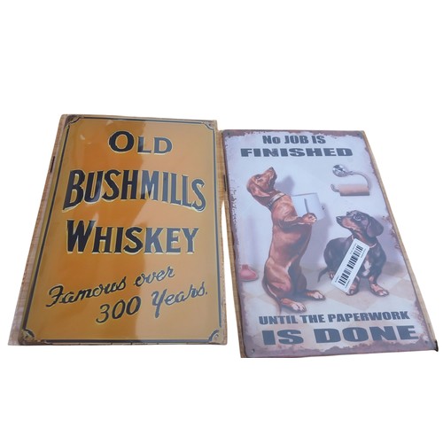 41 - 4 MIXED TIN PLATE SIGNS 8X12