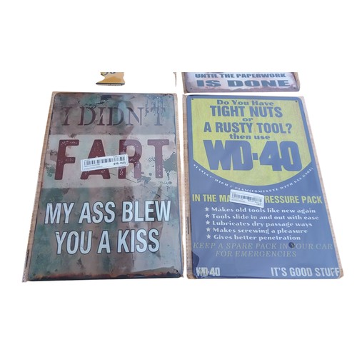 41 - 4 MIXED TIN PLATE SIGNS 8X12