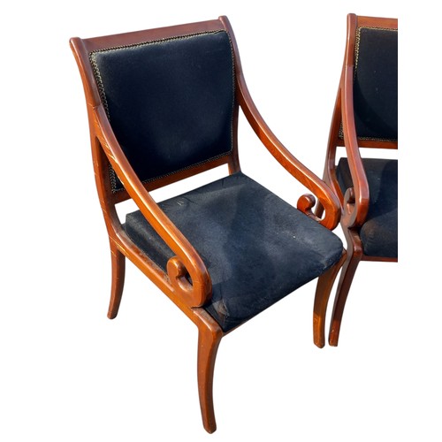 46 - A VERY NICE PAIR OF LARGE RAM HORN ARMCHAIRS