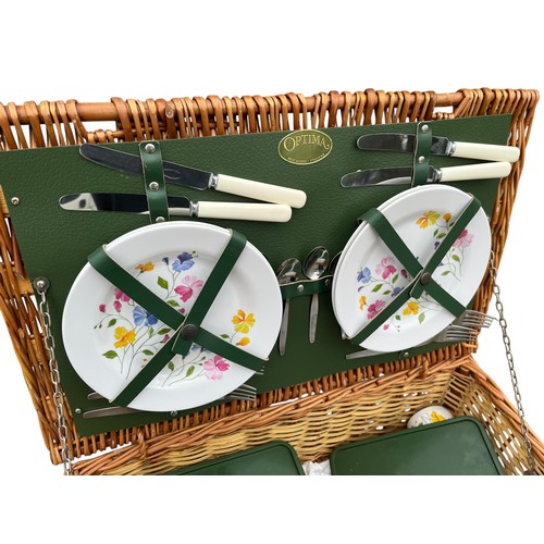 136 - A WICKER PICNIC HAMPER & CONTENTS