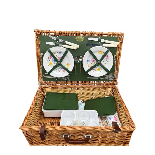 136 - A WICKER PICNIC HAMPER & CONTENTS