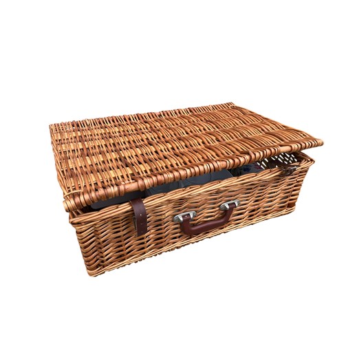 136 - A WICKER PICNIC HAMPER & CONTENTS