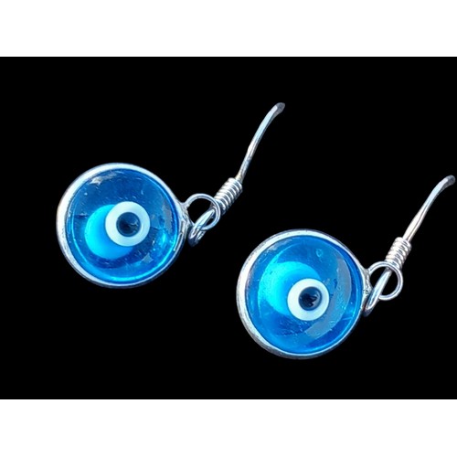 153 - A PAIR OF SILVER EARRINGS SET WITH MURANO GLASS