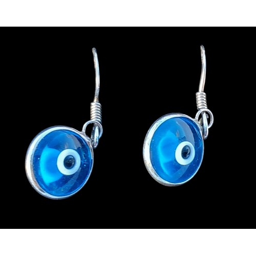 153 - A PAIR OF SILVER EARRINGS SET WITH MURANO GLASS