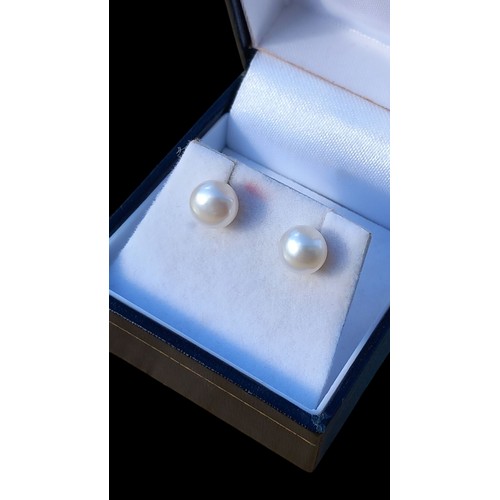 196 - A GUERNSEY SILVER PEARL SET EARRINGS