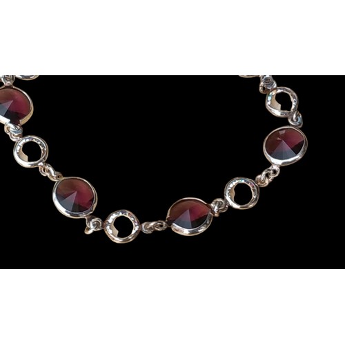 201 - A BEAUTIFUL GEM SET SILVER BRACELET