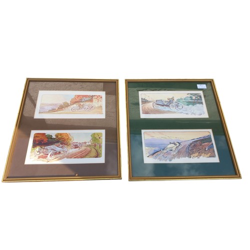 336 - 2 FRAMED VINTAGE MOTORING PRINTS 15X17