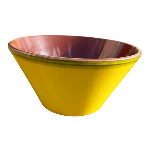 337 - A UNOIQUE VINTAGE TERRACOTTA GLAZED YELLOW BOWL 8