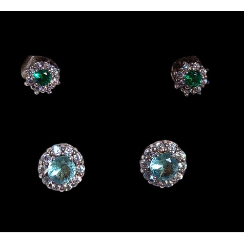 249 - 2 PAIR OF GEM SET SILVER EARRINGS