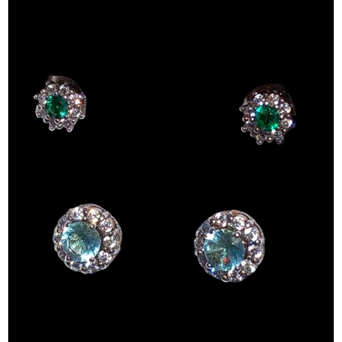 249 - 2 PAIR OF GEM SET SILVER EARRINGS