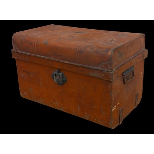 345 - A NEAT SIZED METAL TRUNK 21 x 14 x 14