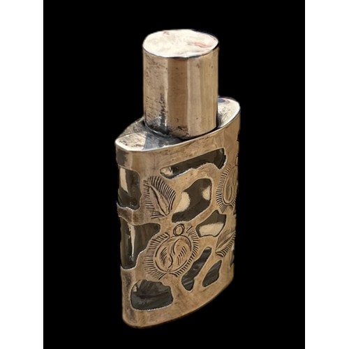 262 - A SILVER OVERLAY PERFUME BOTTLE