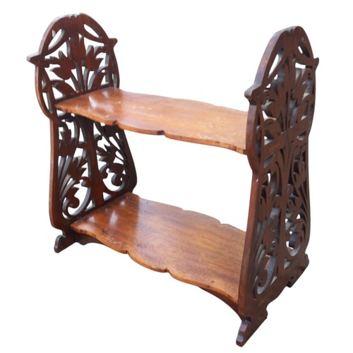 281 - A VICTORIAN OPEN  FRETWORK  2 TIER BOOKSTAND  14X14