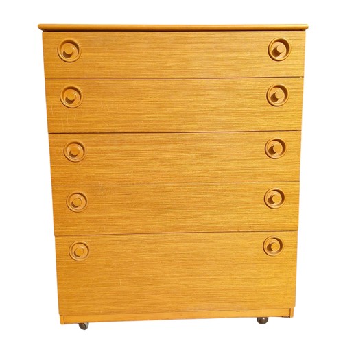 298 - A 5 DRAWER RETRO CHEST OF DRAWERS BY SCHREIBER