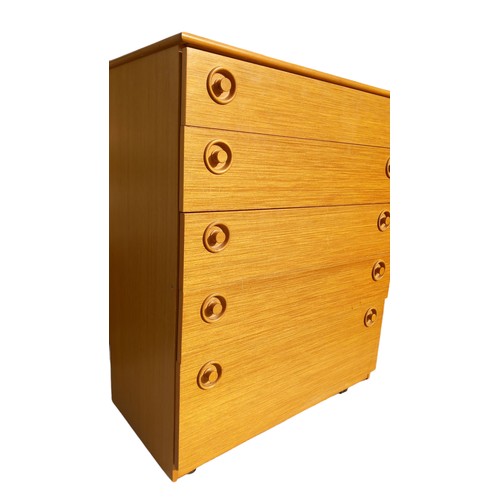 298 - A 5 DRAWER RETRO CHEST OF DRAWERS BY SCHREIBER