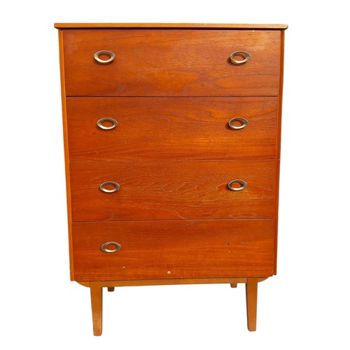 354 - A 4 DRAWER RETRO TEAK CHEST OF DRAWERS