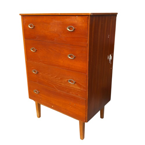 354 - A 4 DRAWER RETRO TEAK CHEST OF DRAWERS