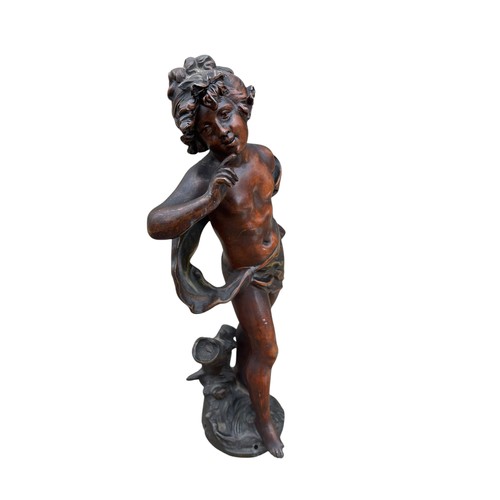 395 - A FRENCH BRONZED FINISH FIGURE (HAS A LITTLE DAMAGE) APPROX 13