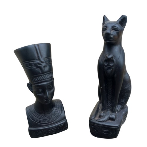 383 - 2 CARVED EGYPTIAN THEMED FIGRINES