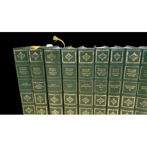 433 - A SET OF GREEN LEATHER BOUND DICKENS NOVELS