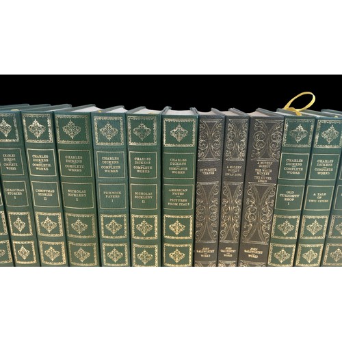 433 - A SET OF GREEN LEATHER BOUND DICKENS NOVELS