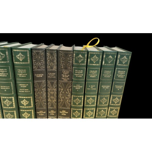 433 - A SET OF GREEN LEATHER BOUND DICKENS NOVELS