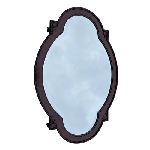 439 - A STUNNING QUALITY ANTIQUE SHAPED MIRROR WITH BEVELLED EDGE 35.5X24