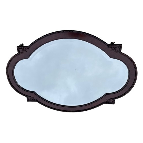 439 - A STUNNING QUALITY ANTIQUE SHAPED MIRROR WITH BEVELLED EDGE 35.5X24