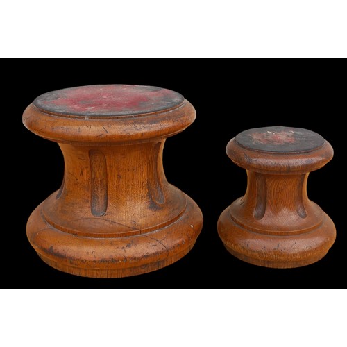 457 - 2 LARGE OAK SHIP BOLLARDS FROM BELFAST ROPE WORKS