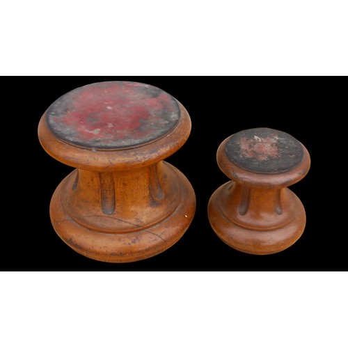 457 - 2 LARGE OAK SHIP BOLLARDS FROM BELFAST ROPE WORKS