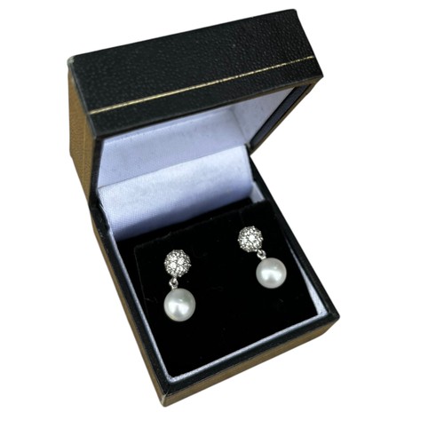 195A - A PAIR OF SILVER GENM SET EARRINGS