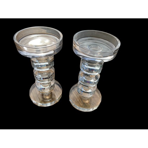 300A - A STUNNING PAIR OF DECO STYLE CRYSTAL CANDLESTICKS 10