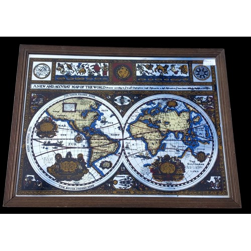 34 - FRAMED MAP OF THE WORLD IN MIRROR FINISH 26