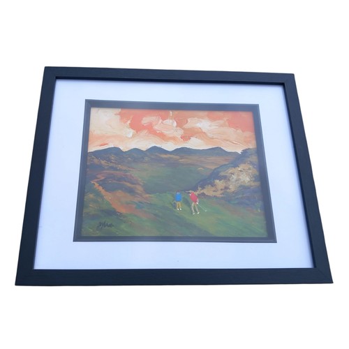 9 - SEAN DYLAN ARCYLIC SUNSET GOLFERS 7x9
